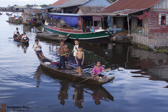 Floating village in Tonle sap lake