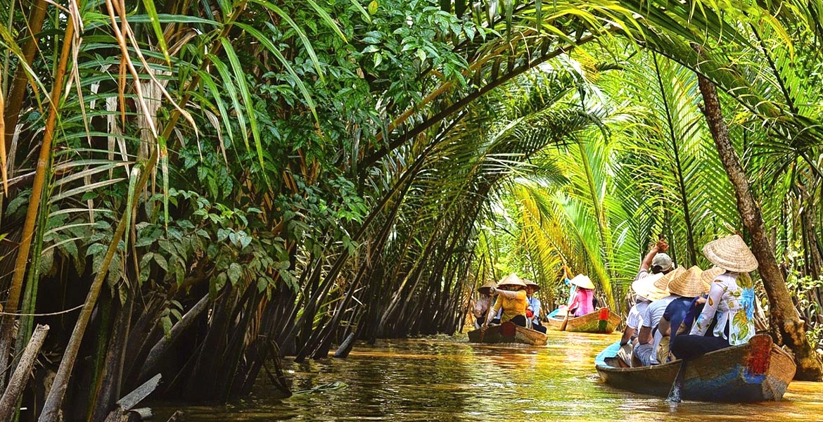 Boat trip along Mekong River