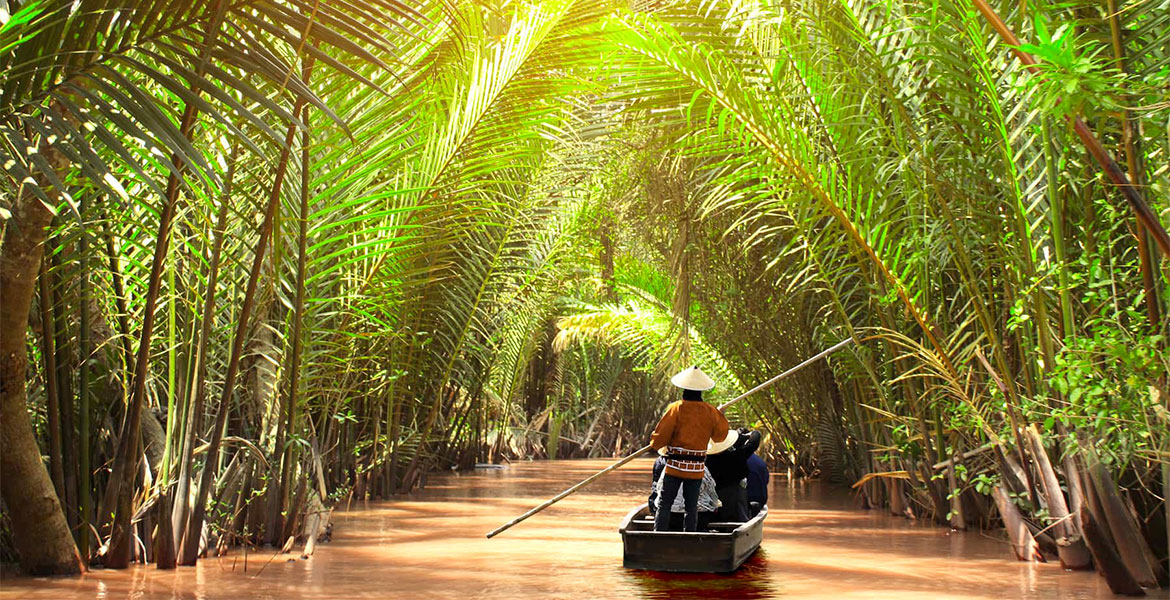 Explore beautiful small canal in Mekong