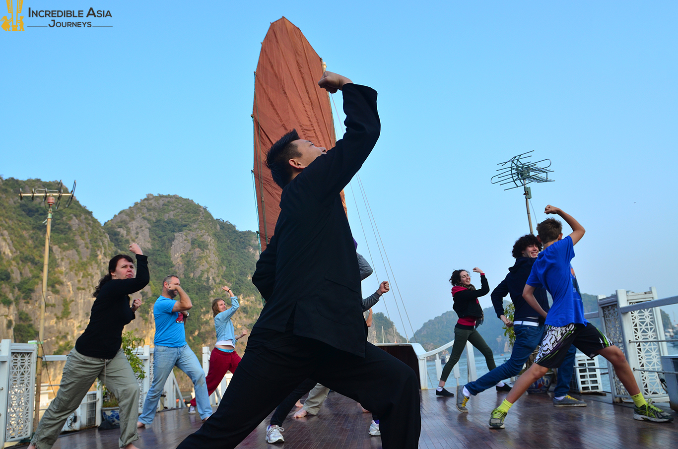 Morning Tai Chi in Halong Bay