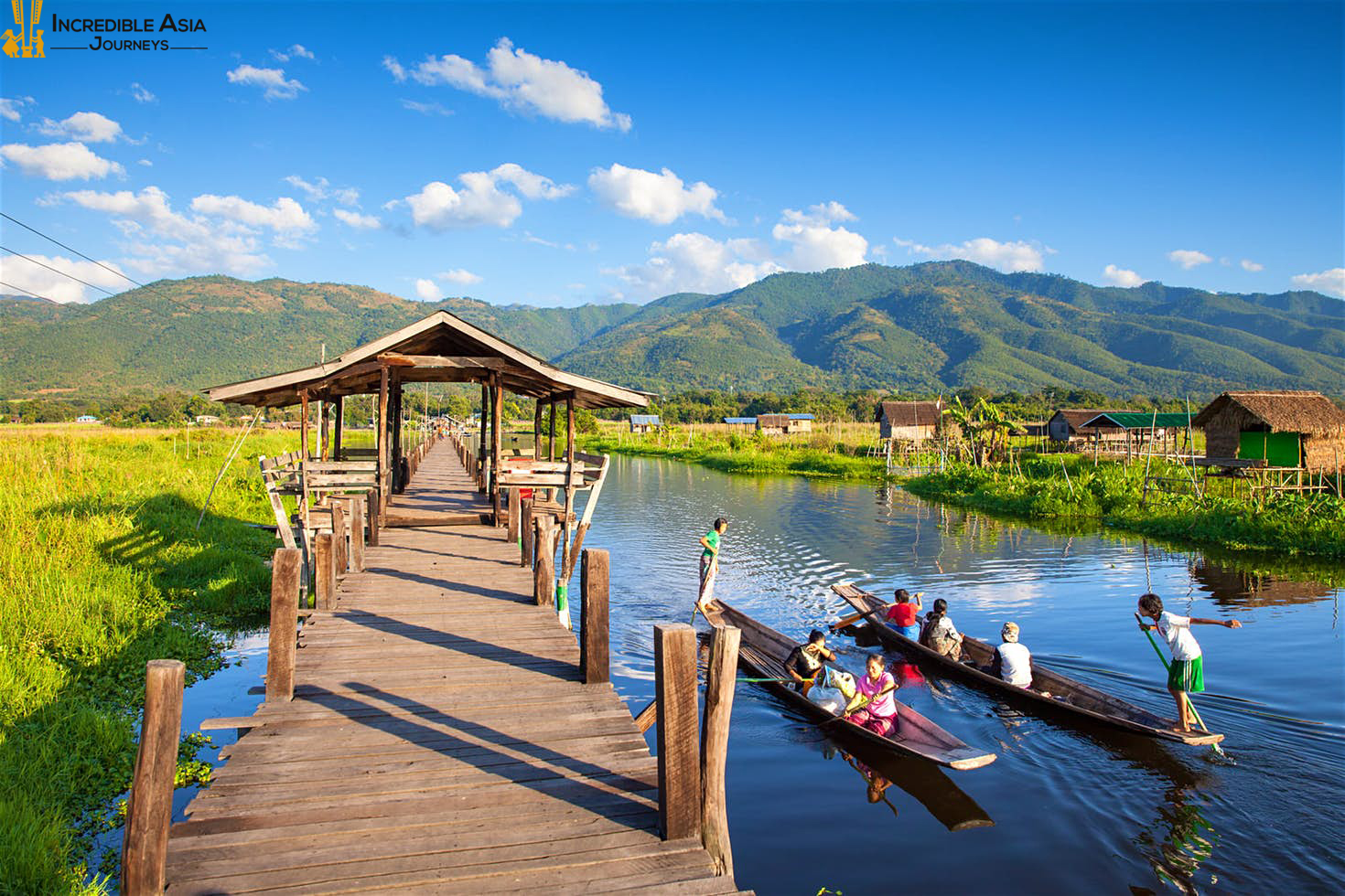 Inle Lake Boat hills view