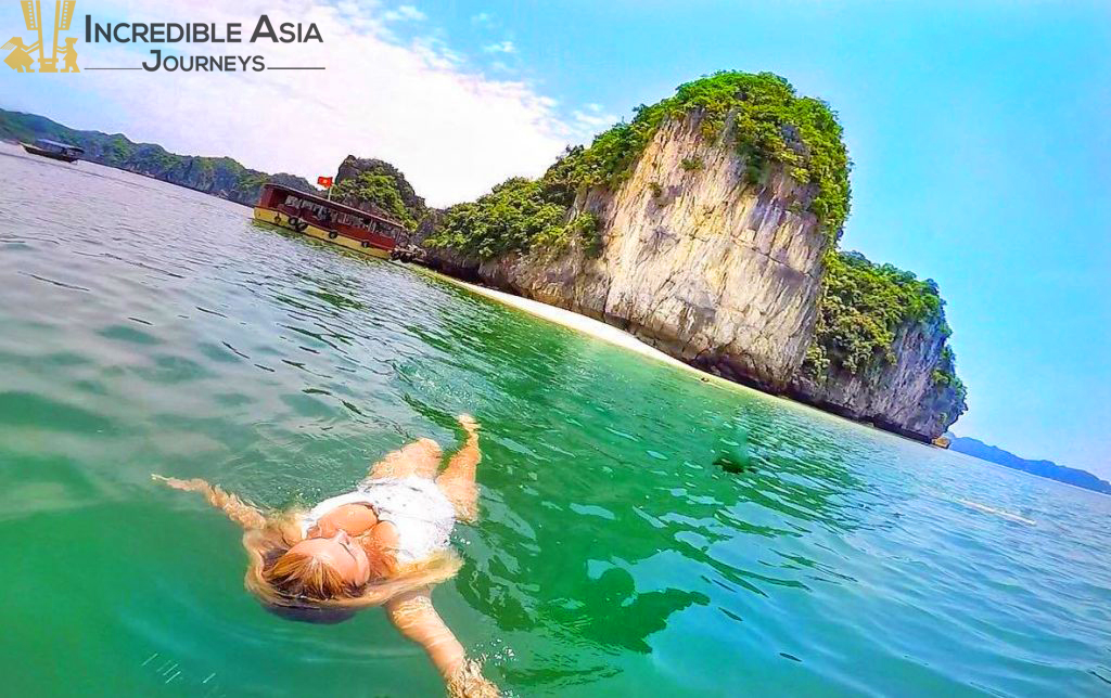 Swimming in Halong Bay