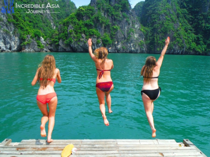 Swimming in Halong Bay