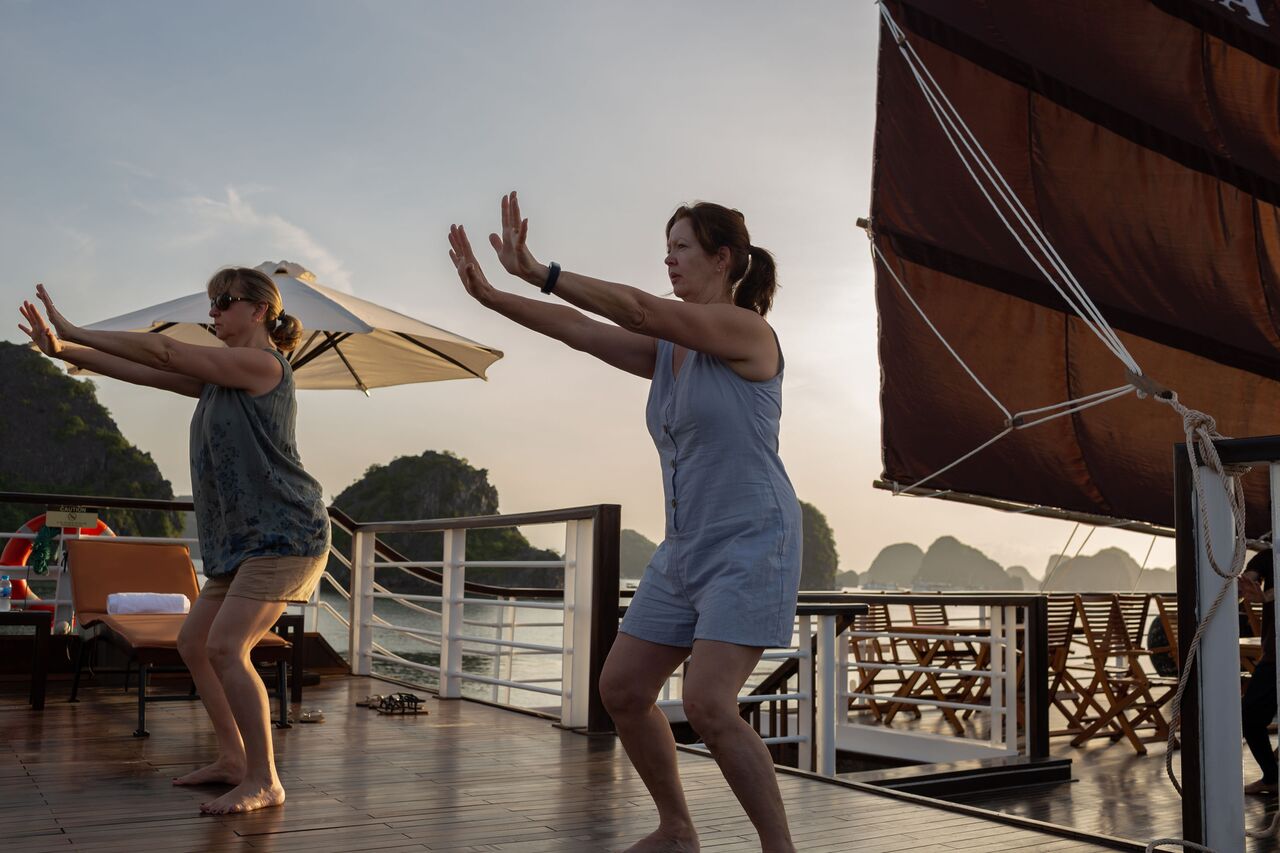 Tai Chi session in the sundeck.